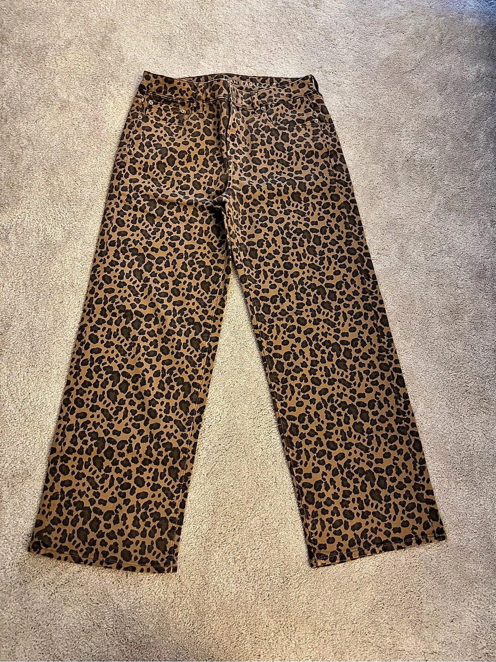 American Eagle Leopard Print Straight Leg Pants Size 4 Long